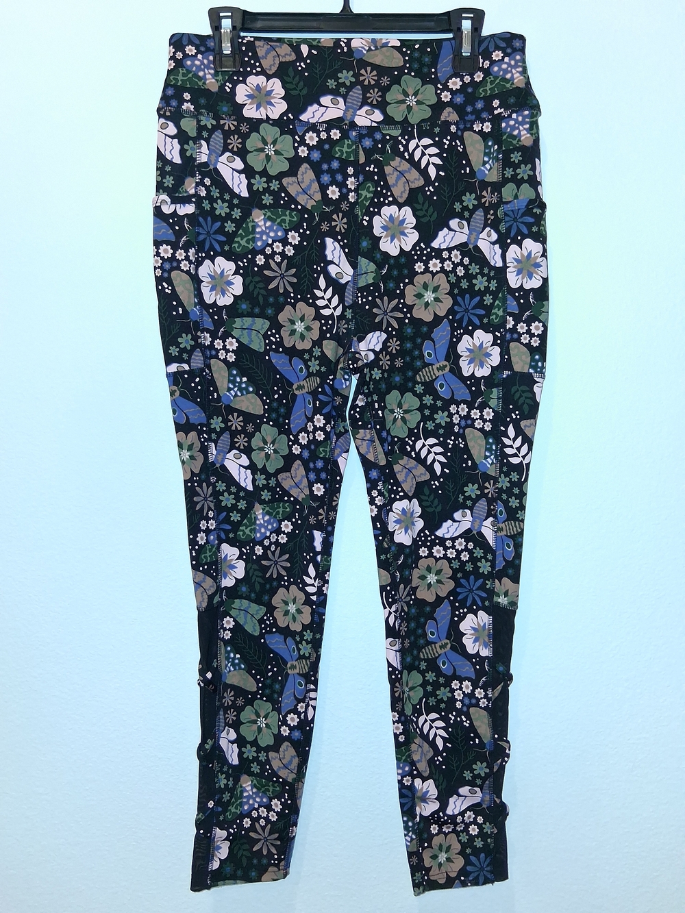 Floral Leggings in Black & Blue Like New